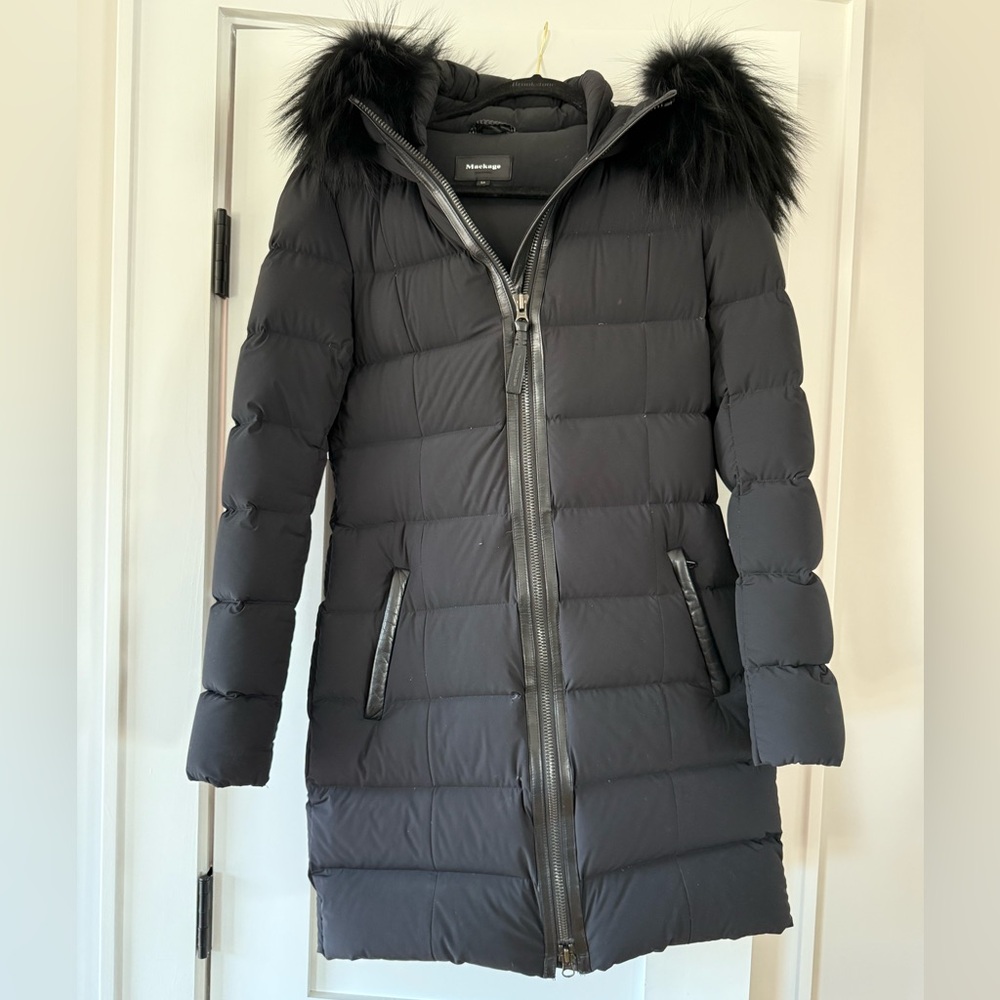 Mackage Black Puffer Coat with Fur Hood